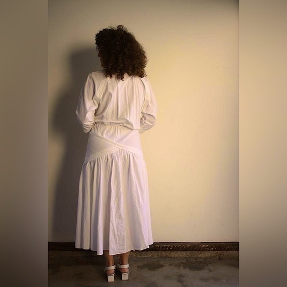 VTG Phoebe, 100% cotton, size 13/14 or Large,Belted,Slimming Waist,Shoulder Pads - Picture 6 of 9